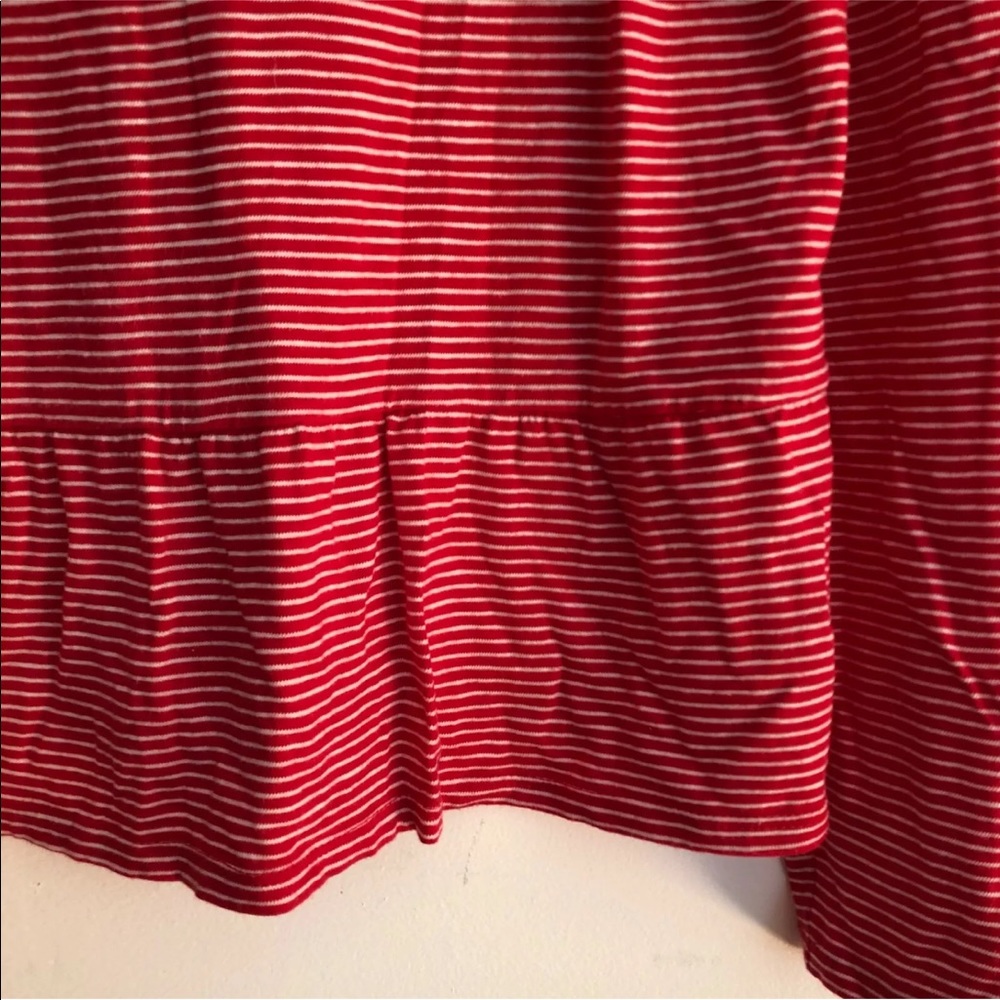J crew striped peplum long sleeve top red white m medium - Picture 7 of 9